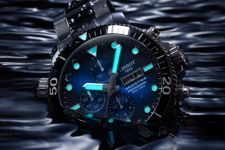 đồng hồ lặn tissot seastar có mặt số phát quang 
