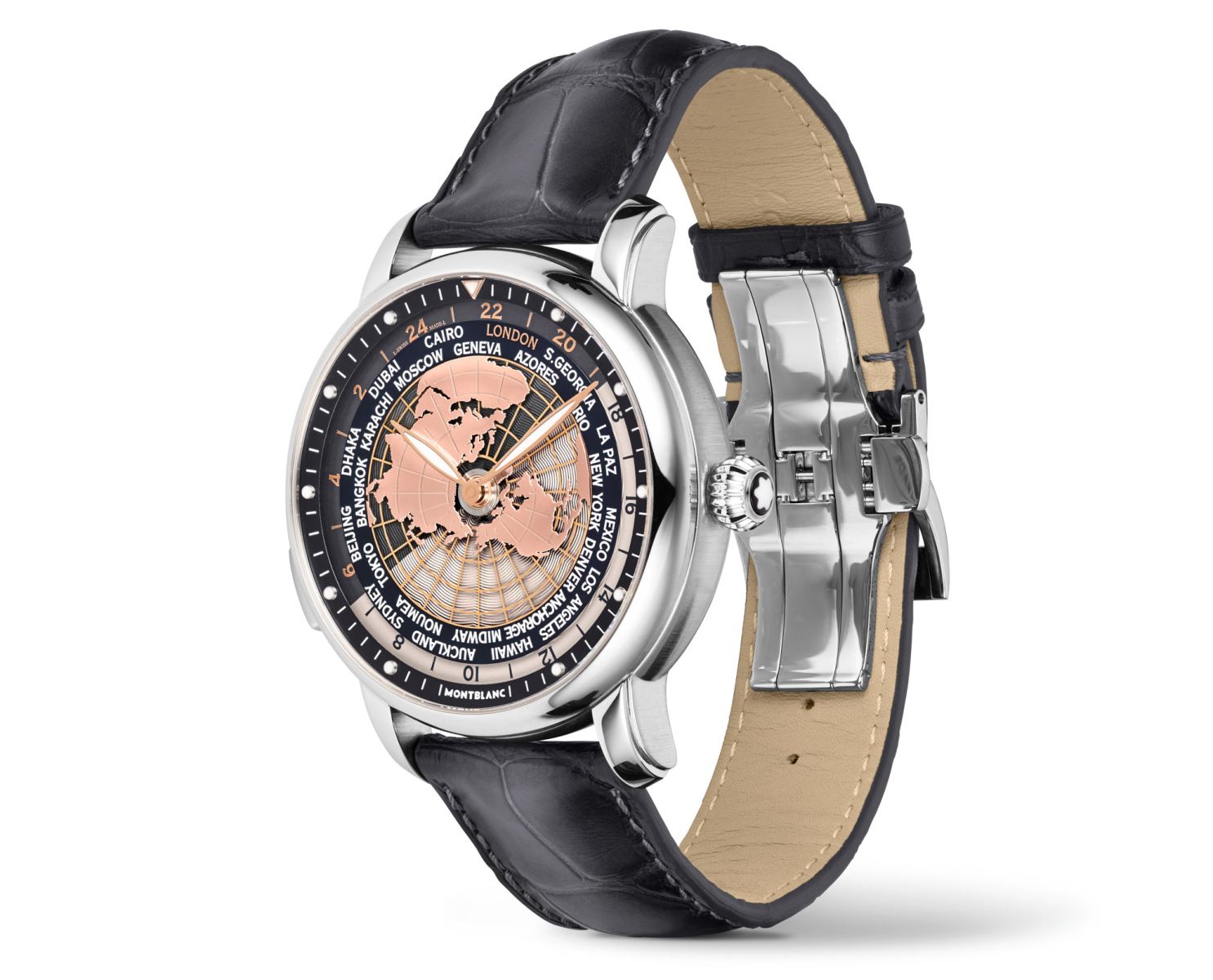 đồng hồ montblanc star legacy orbis terrarum xám - pink gold