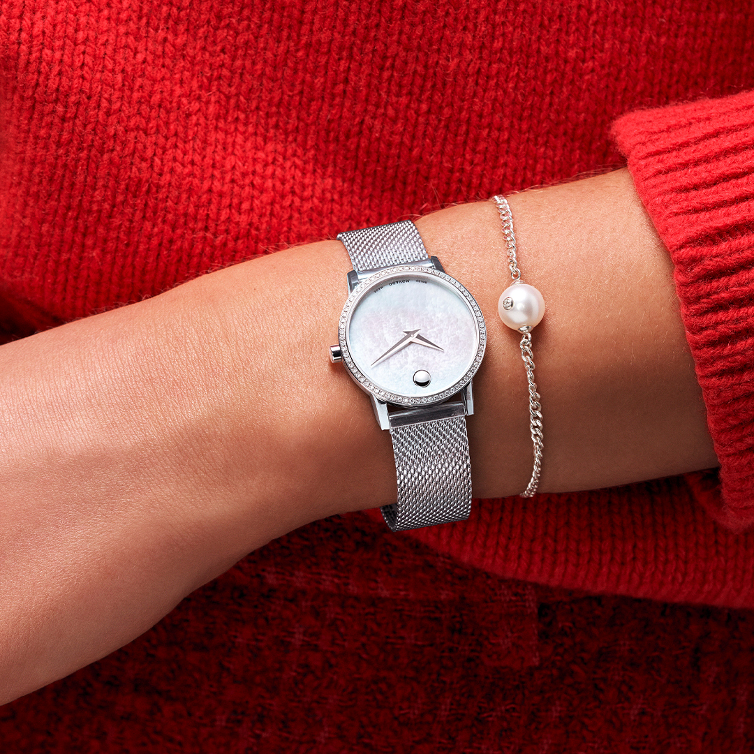 đồng hồ nữ movado museum classic kim cương